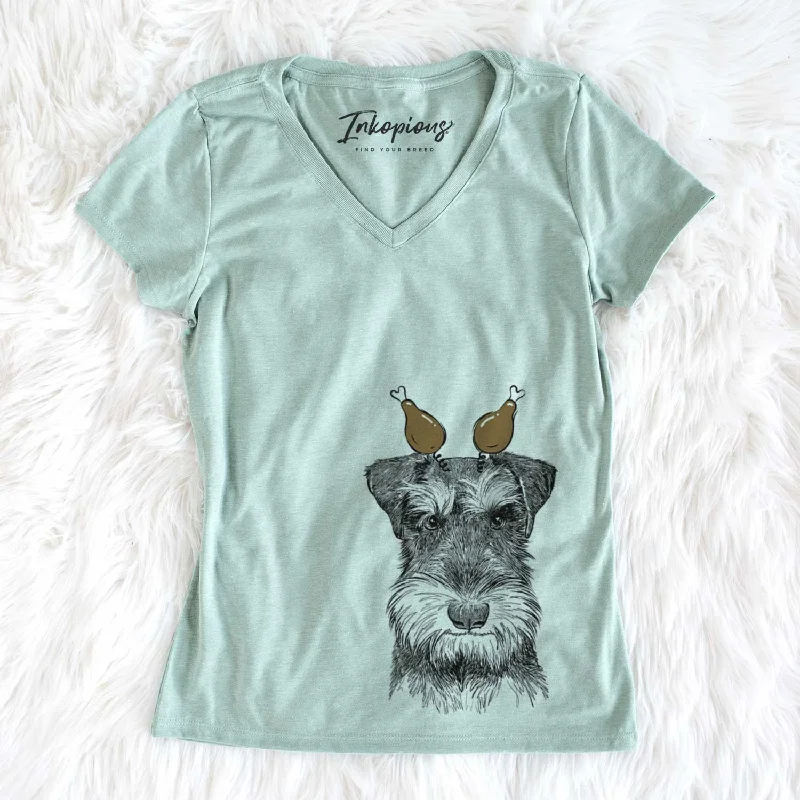 Thanksgiving Murphy the Mini Schnauzer - Women's V-neck Shirt-- Machine Wash Dry Clean Hand Wash Thanksgiving Murphy the Mini Schnauzer - Women's V-neck Shirt-- Machine Wash Dry Clean Hand Wash