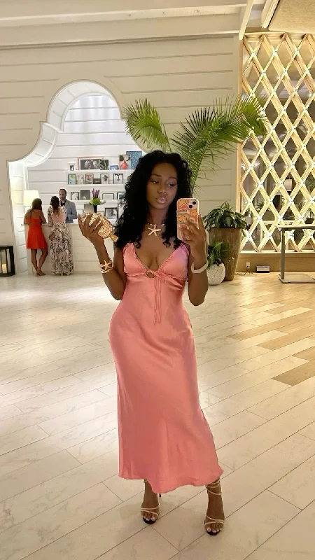 Pink V Neck Straps Sheath Long Party Dress Bridesmaid Dress, D154 sweetheart Neckline Romantic Pink V Neck Straps Sheath Long Party Dress Bridesmaid Dress, D154 sweetheart Neckline Romantic