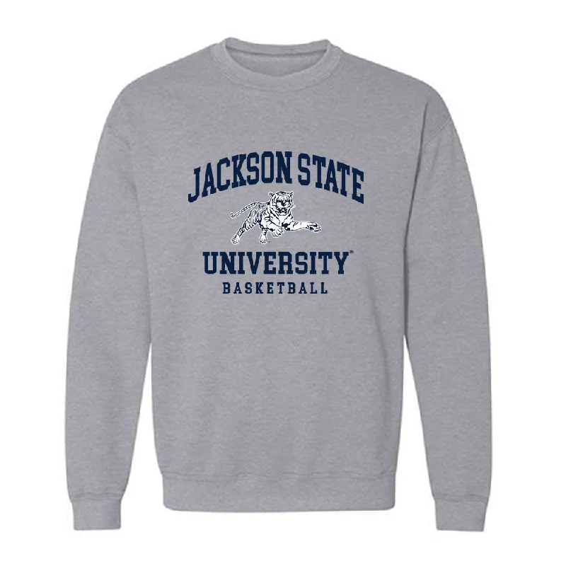 Jackson State - NCAA Women's Basketball : Amaya Barnes - Crewneck Sweatshirt Hoodie with Stripes Bold Sporty Jackson State - NCAA Women's Basketball : Amaya Barnes - Crewneck Sweatshirt Hoodie with Stripes Bold Sporty