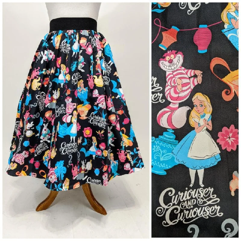 GGR Alice in Wonderland Elastic Waist Skirt high slit skirt