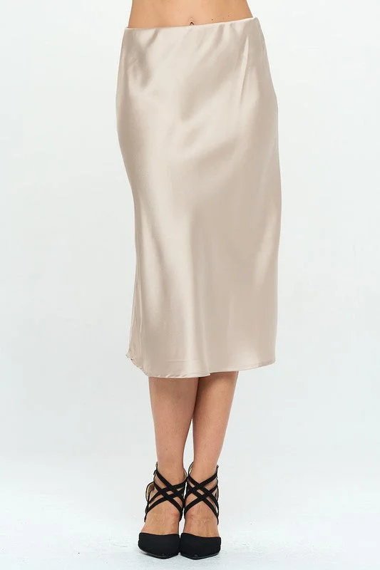 Solid Satin Midi Skirt velvet skirt rich