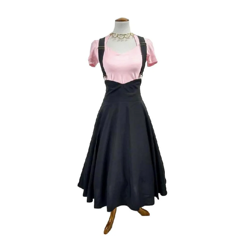 50's Style Jumper Skirt in Black linen skirt breathable