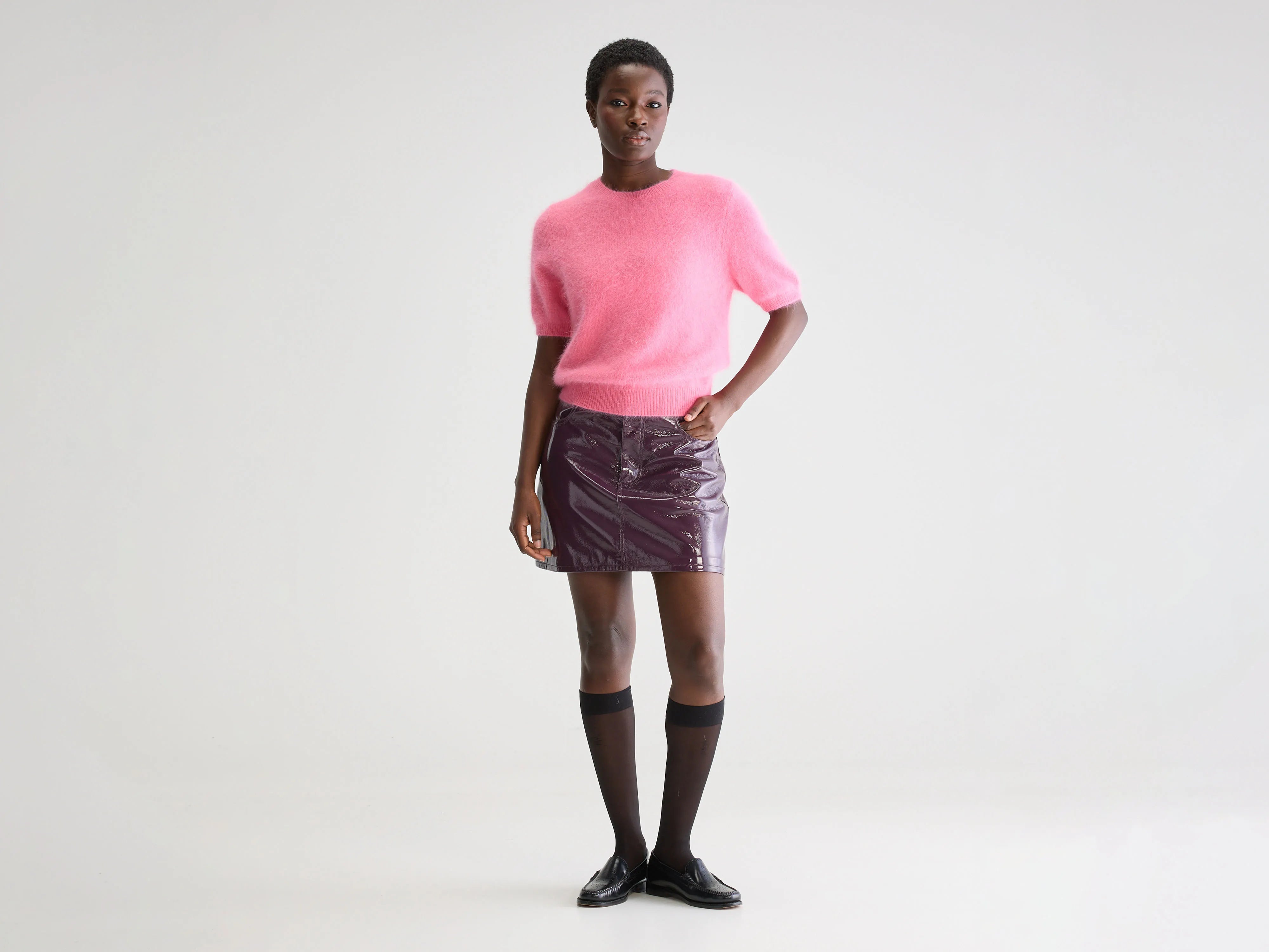 Sour mini skirt (251 / W / WINE) cashmere skirt soft