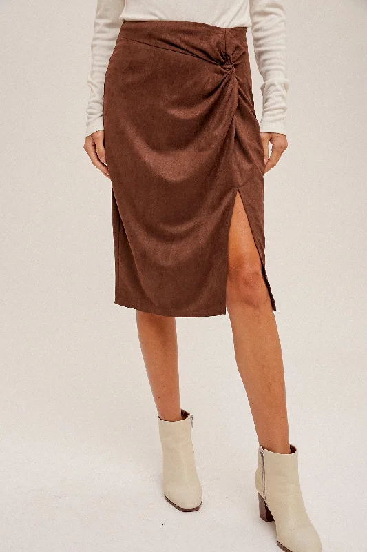 Twist & Shout Suede Midi Skirt wool skirt warm