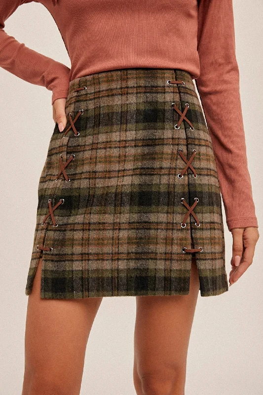 Dion Plaid Skirt chiffon skirt flowing