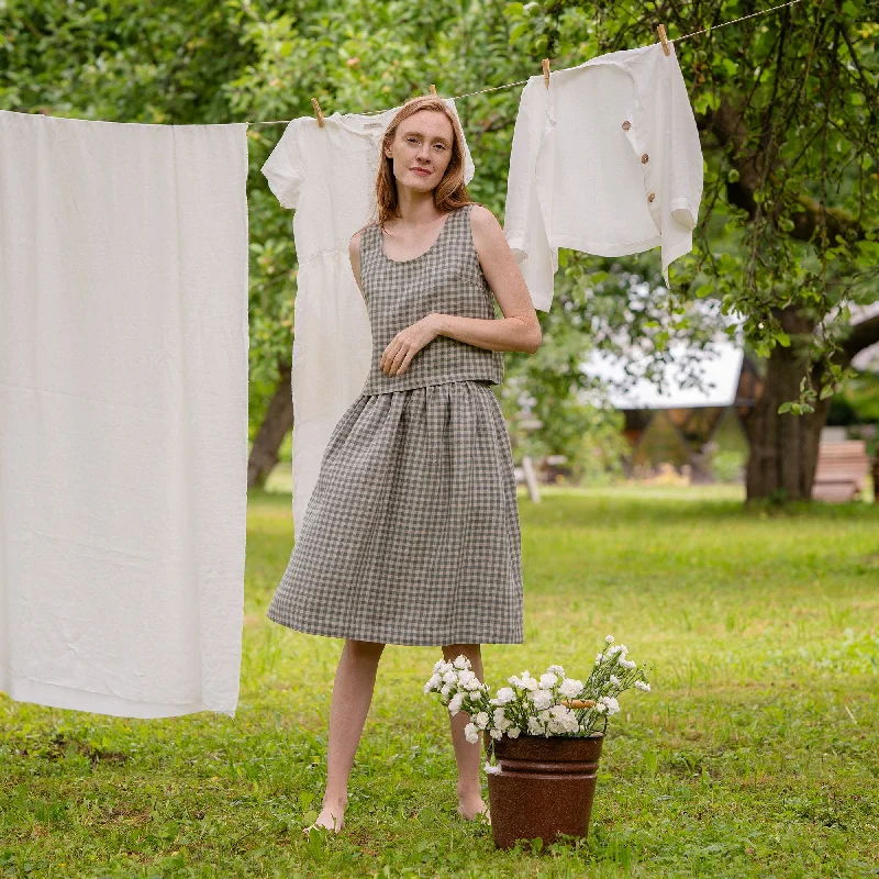 Green Gingham Midi Skirt Sophia athletic skirt fit