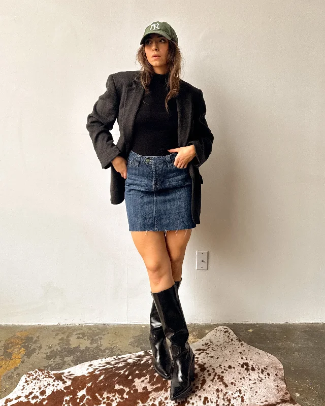 Denim Raw Hem 100% Cotton Skirt -6 silk skirt lustrous