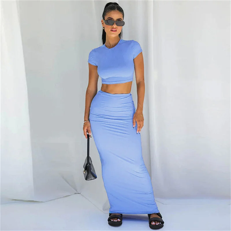 Navel-Baring High Waist Hip skirt suit modal blend skirt