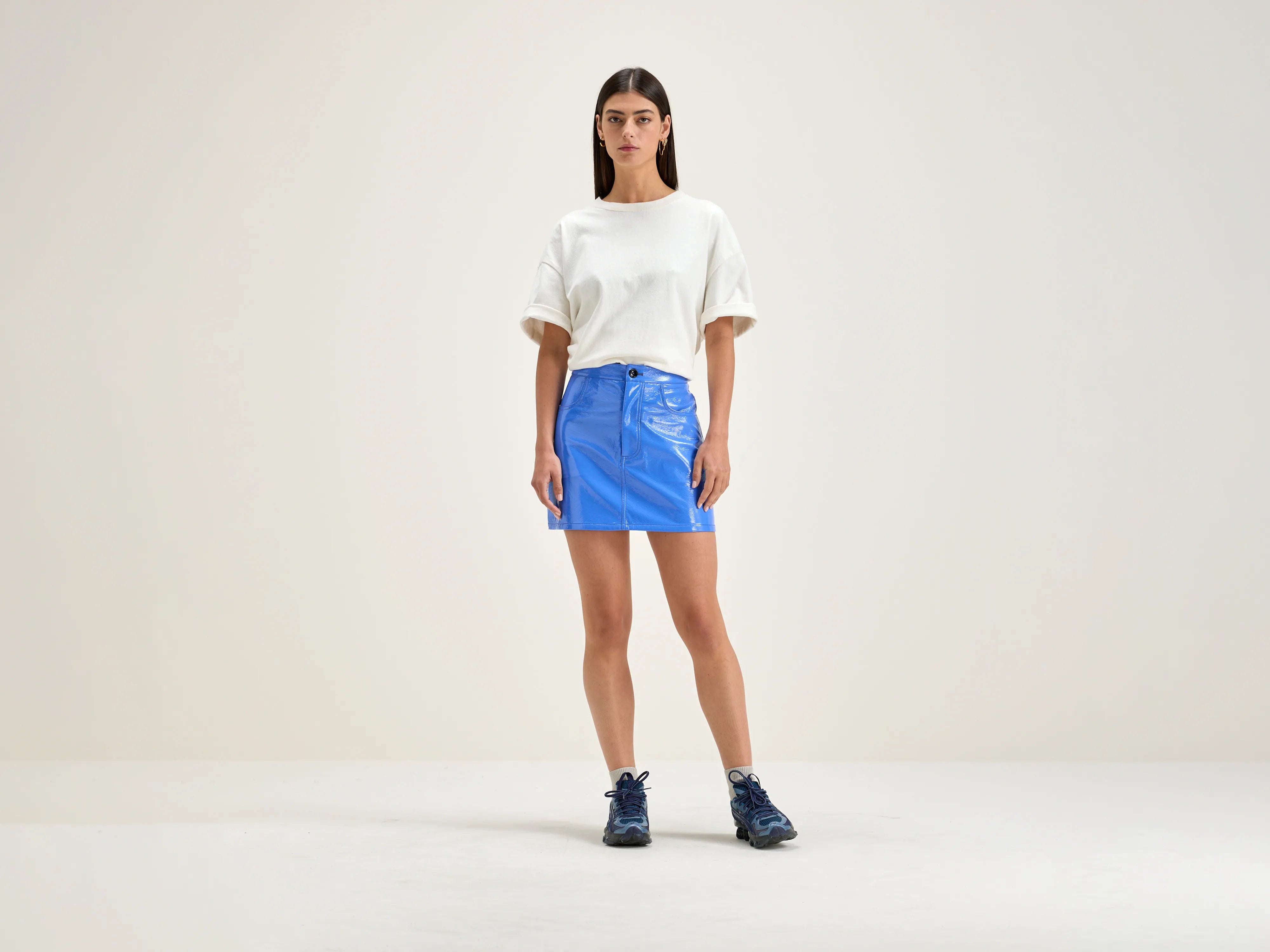 Sour mini skirt (242 / W / LAZULI) leather skirt modern