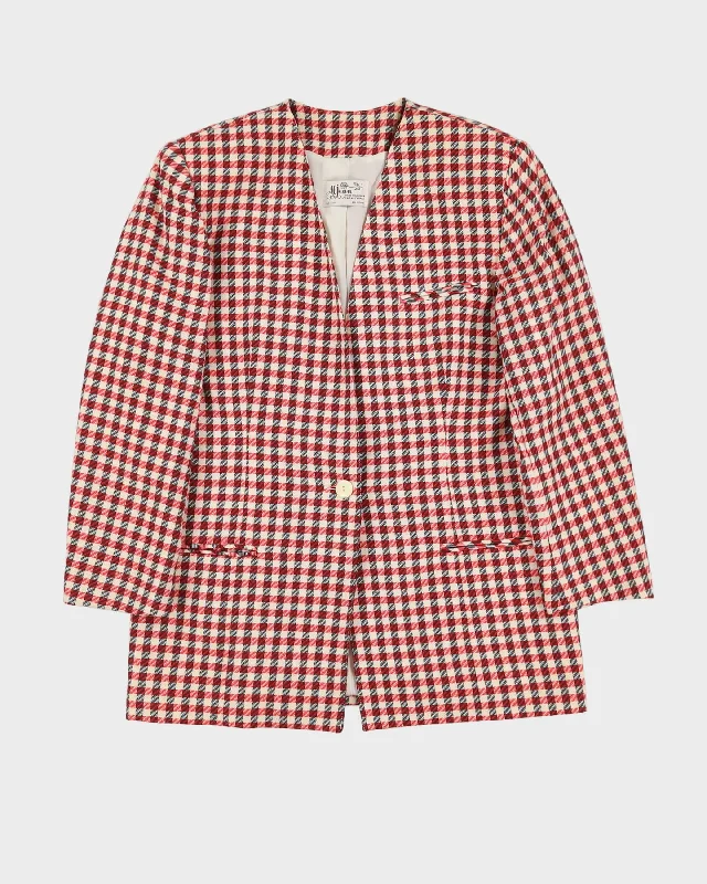 Vintage 1980s Houndstooth Blazer Jacket - M Fleece Jacket Down Jacket Feather Jacket Vintage 1980s Houndstooth Blazer Jacket - M Fleece Jacket Down Jacket Feather Jacket