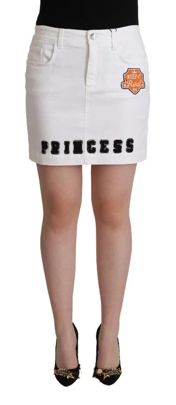 Dolce & Gabbana Chic Embellished White Denim Mini Skirt velvet skirt plush