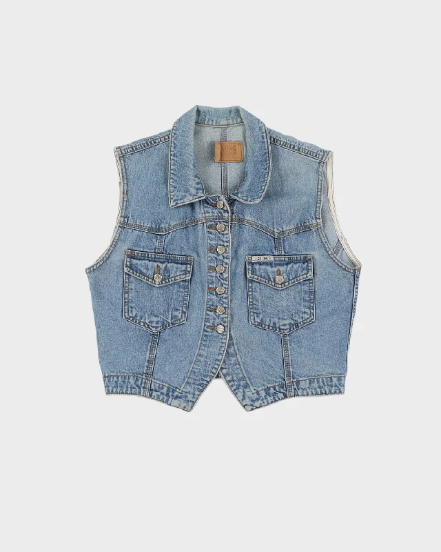 Vintage 1990s Cropped Denim Sleeveless Denim Jacket - S Insulated Jacket Fitted Jacket Loose Jacket Vintage 1990s Cropped Denim Sleeveless Denim Jacket - S Insulated Jacket Fitted Jacket Loose Jacket