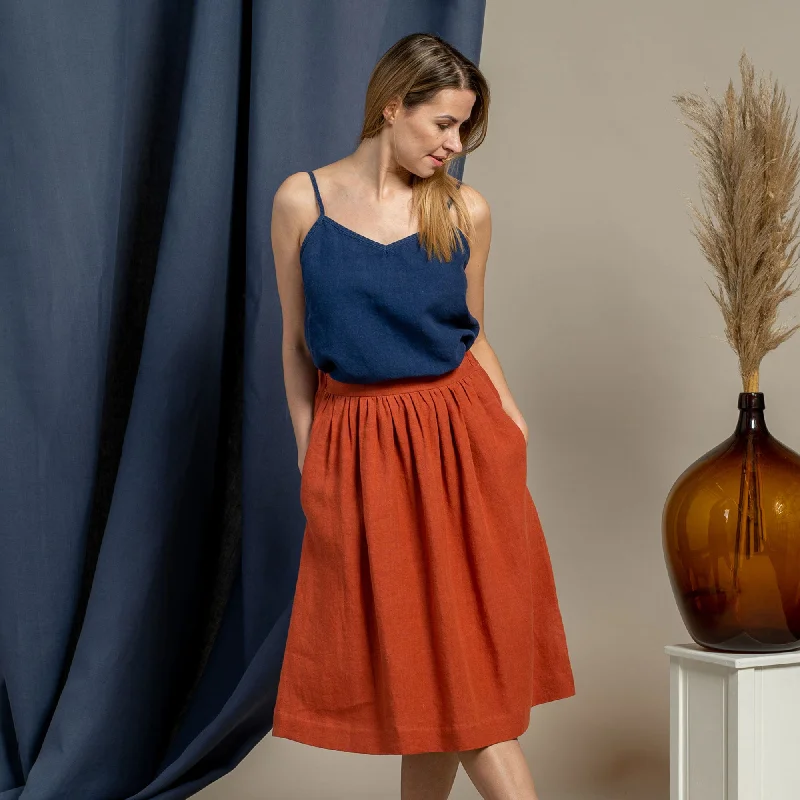 Midi Skirt Sophia Cinnamon Red chiffon skirt airy
