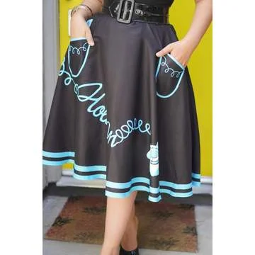 Kissing Charlie Hold On Circle Skirt in Blue and Black wrap skirt elegant