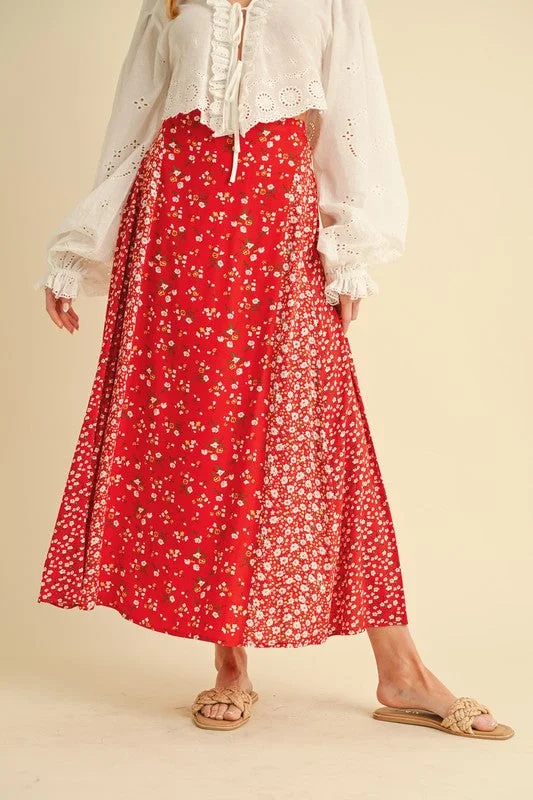 Hazel Blues® |  Aemi + Co Floral Elastic Waist Maxi Skirt cashmere skirt rich
