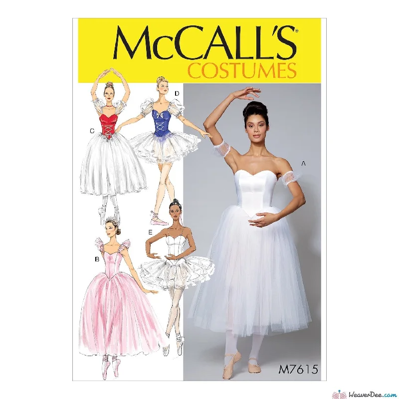 McCall's Pattern M7615 Misses' Ballet Costumes with Boned Bodice, Skirt & Sleeve Variations chiffon skirt lightweight