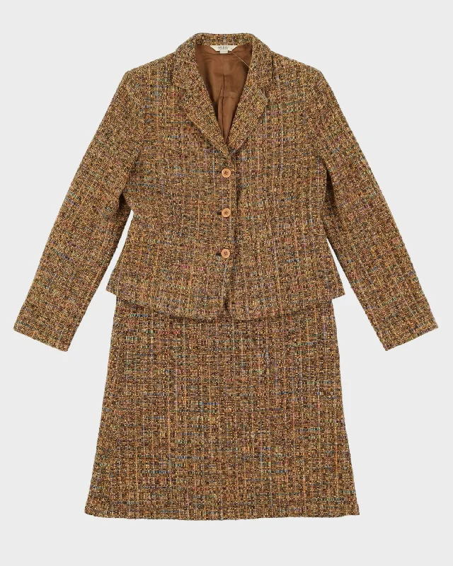 Vintage Style Beige Melange 2 Piece Jacket And Skirt Set - S Welt Pockets Slit Pockets Flap Pockets Vintage Style Beige Melange 2 Piece Jacket And Skirt Set - S Welt Pockets Slit Pockets Flap Pockets