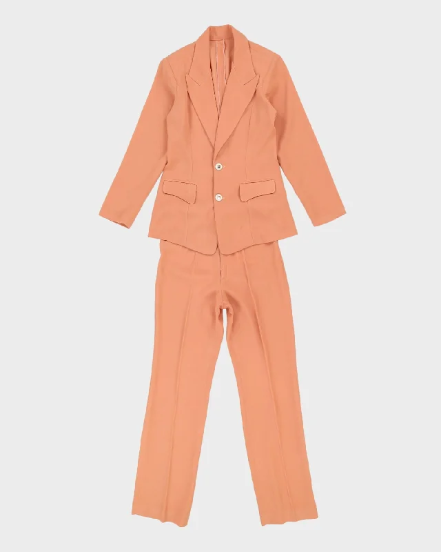 Vintage 1990s Orange Trouser And Jacket Suit -XXS Knit Fabric Woven Fabric Fleece Fabric Vintage 1990s Orange Trouser And Jacket Suit -XXS Knit Fabric Woven Fabric Fleece Fabric