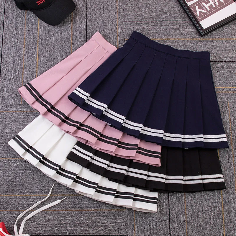 College style uniform striped skirt yv43257 asymmetrical skirt cut
