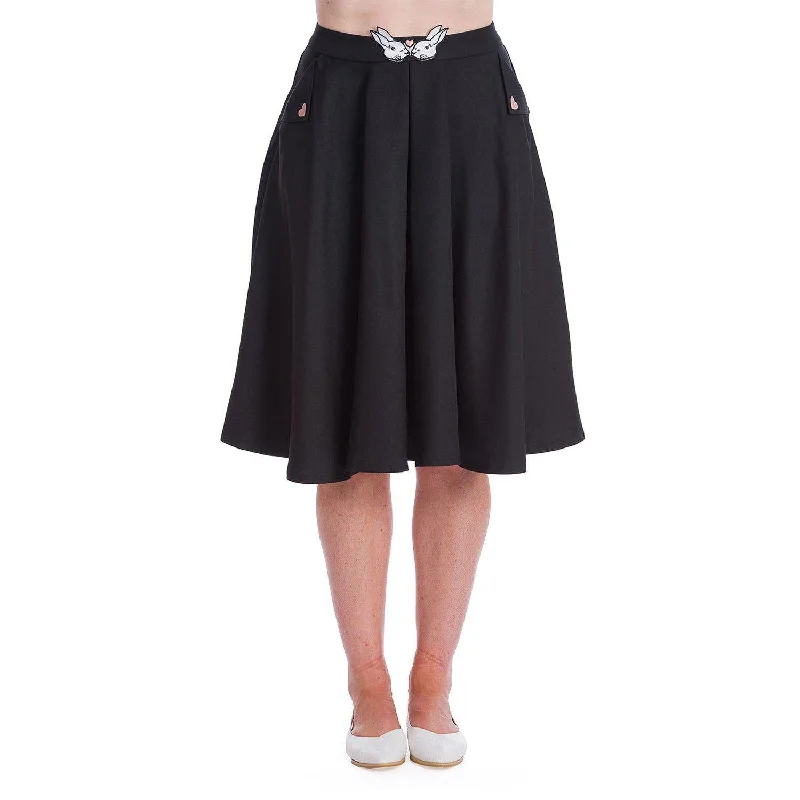 Banned Bunny Hop Skirt in Black zip skirt side