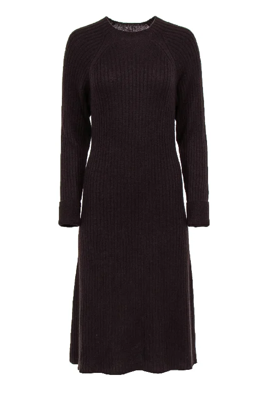 Thakoon - Brown Wool Blend Long Sleeve Rib Knit Sweater Dress Sz M Mesh Sweater Canvas Denim Thakoon - Brown Wool Blend Long Sleeve Rib Knit Sweater Dress Sz M Mesh Sweater Canvas Denim