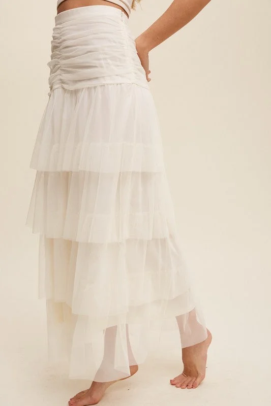 Daisy Tiered Skirt wool skirt breathable