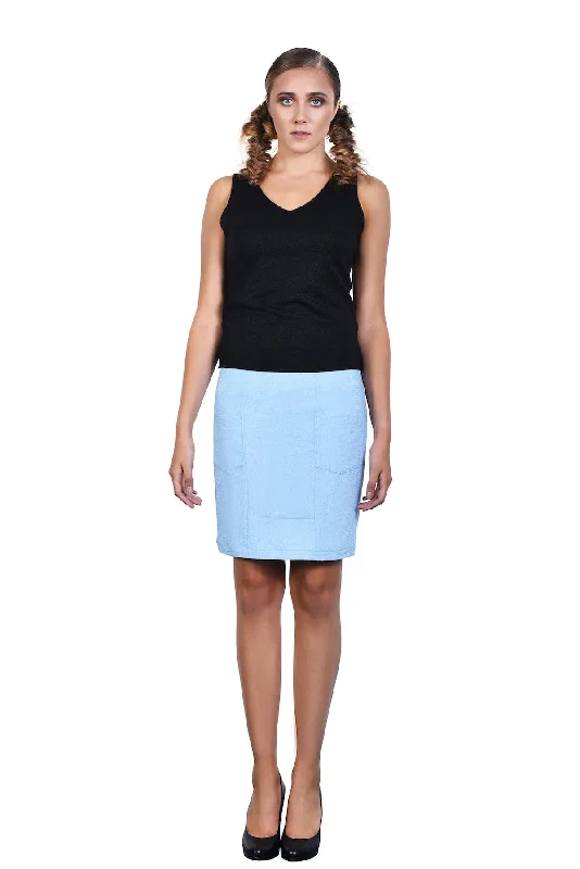 Baby Blue Knee Length Skirt cashmere skirt plush