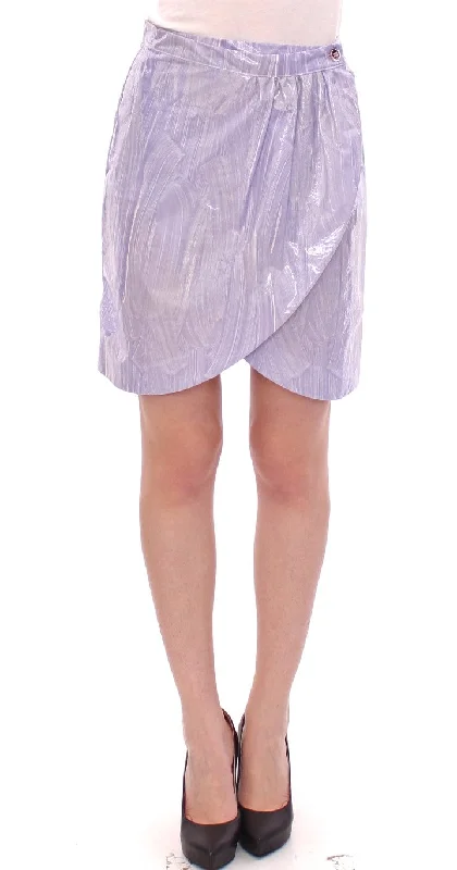 Licia Florio Elegant Purple Viscose Skirt - Wrap Closure silk skirt sleek