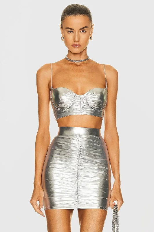 Bauer Ruched Bralette + Riley Skirt Set silk skirt smooth