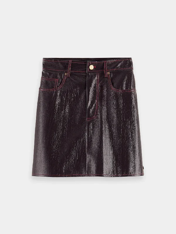 Faux leather mini skirt cashmere skirt rich