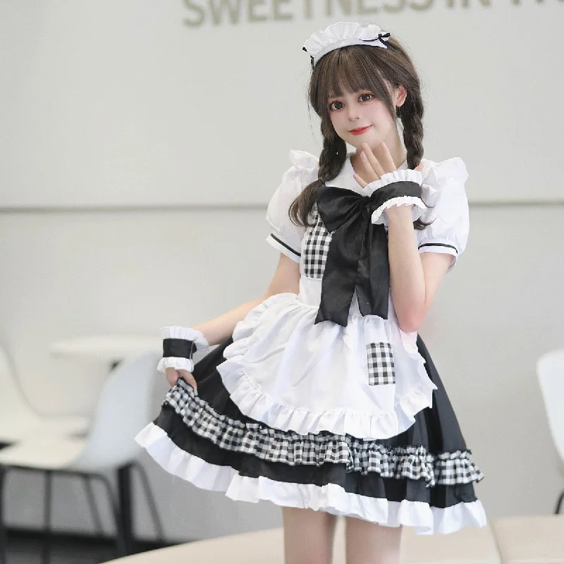 Sweet Lolita Costumes Short Sleeve Polyester Jumper Skirts silk skirt lustrous