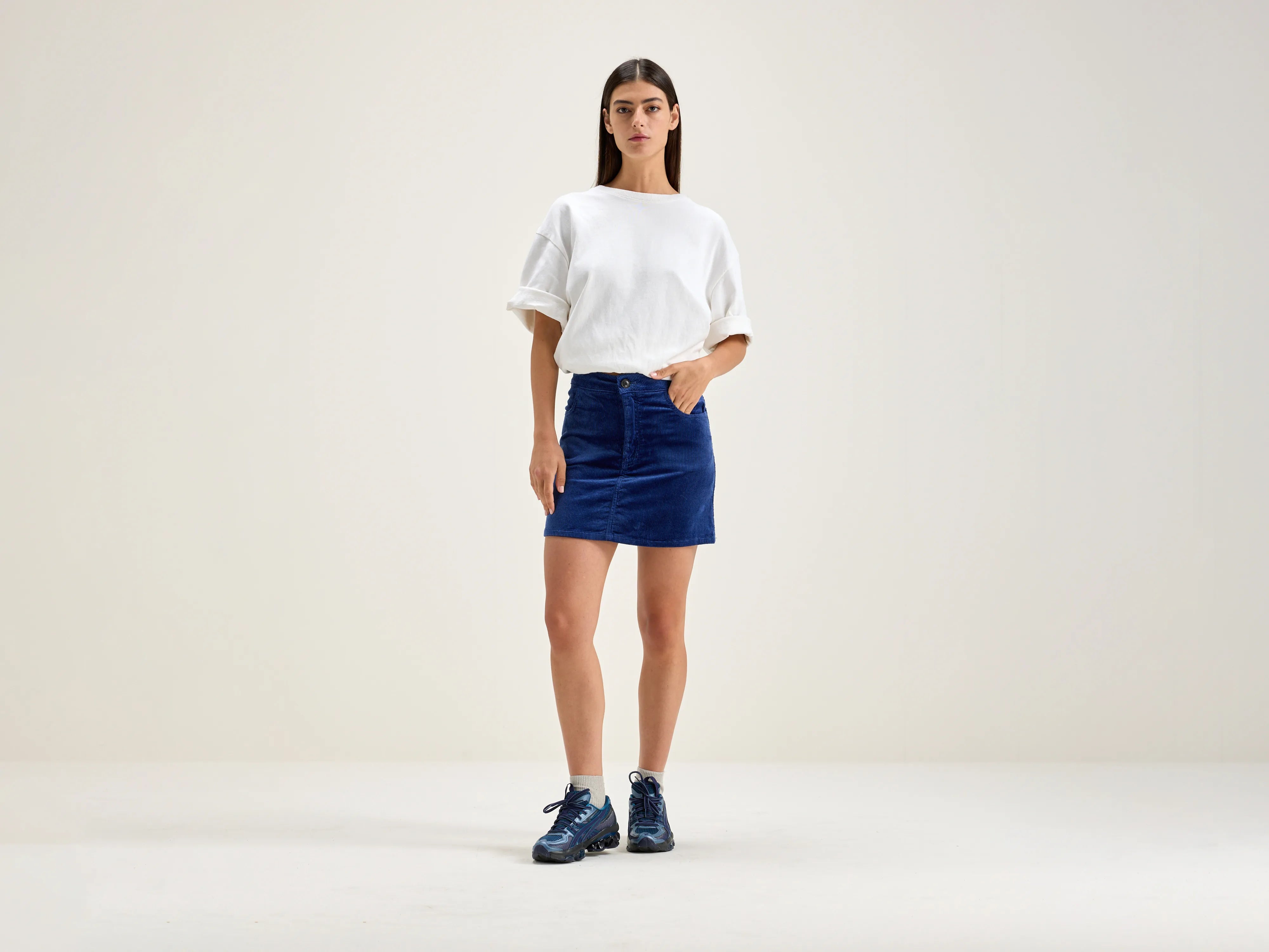 Sour mini skirt (242 / W / BLUE) chiffon skirt floaty