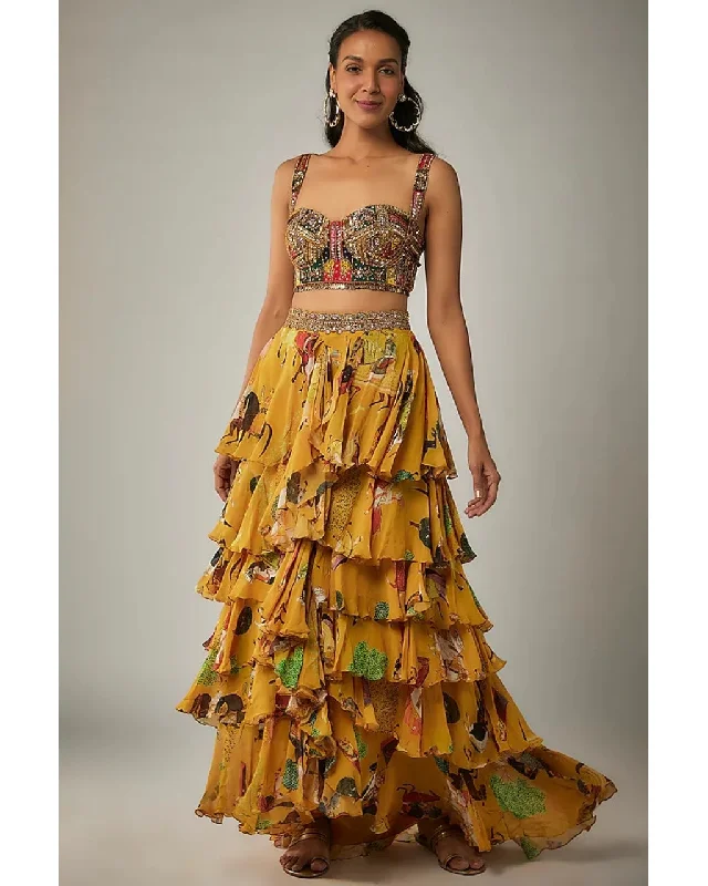 Mango Printed Ruffle Skirt Set cashmere skirt fine