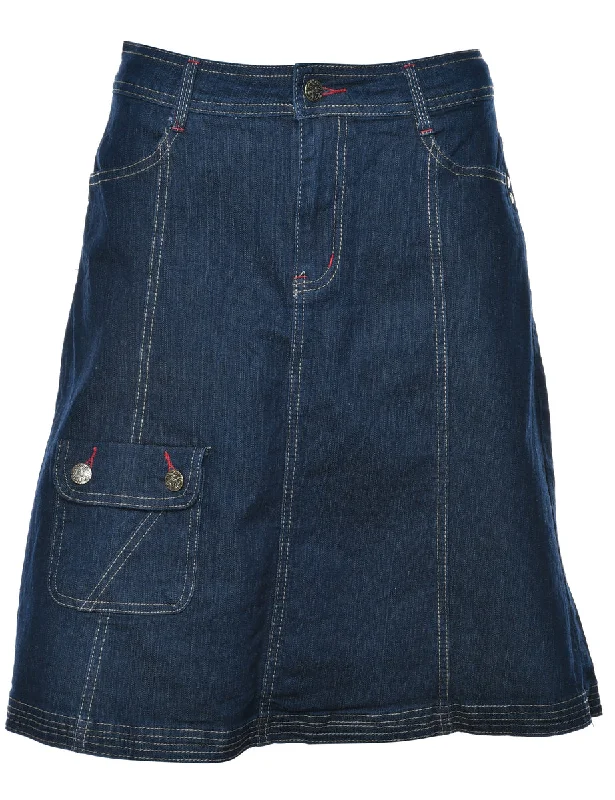 A-Line Denim Y2K Cargo Skirt - M leather skirt bold