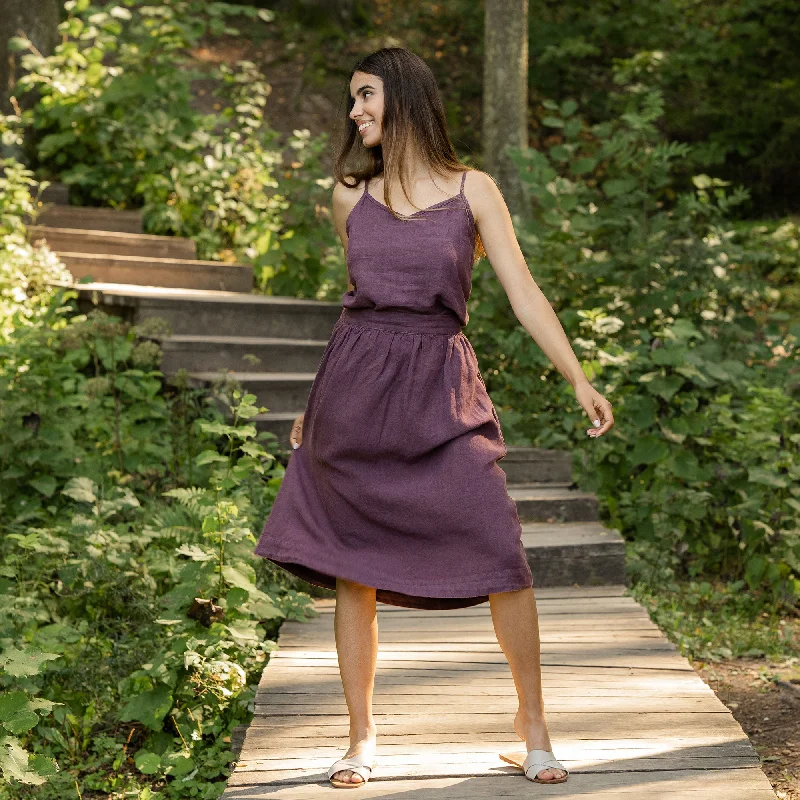Midi Skirt Sophia Shadow Purple linen skirt natural
