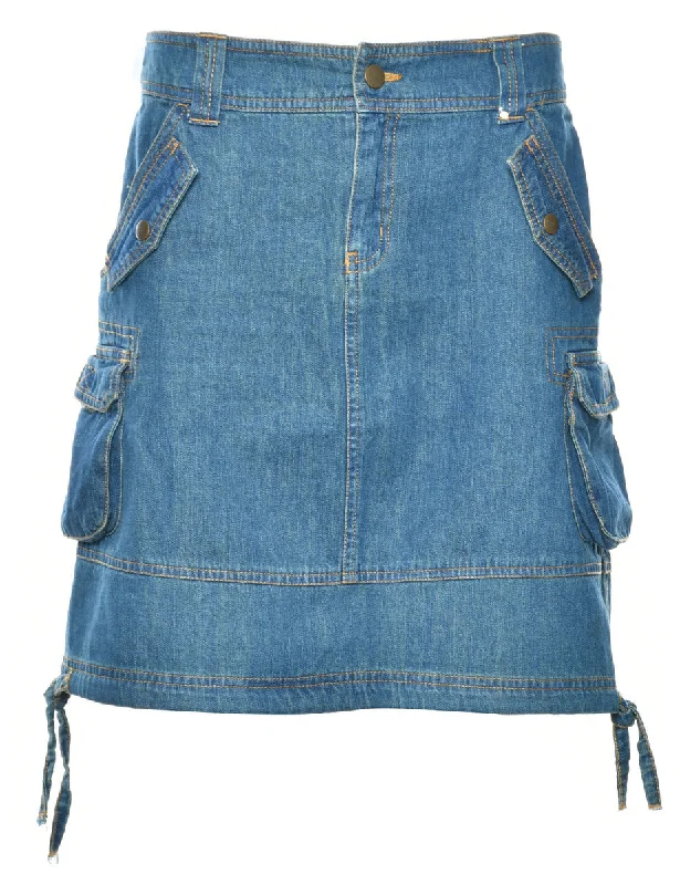 A-Line Denim Cargo Skirt - L wool skirt breathable
