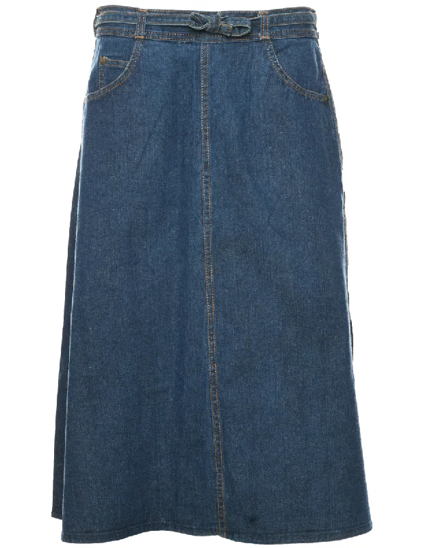 A-Line Tiered Skirt - L linen skirt natural