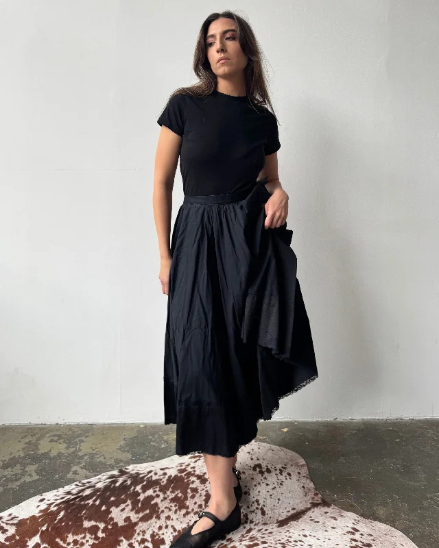 Handmade Lace Trimmed Hem A-Line Skirt- 8/10 leather skirt sleek