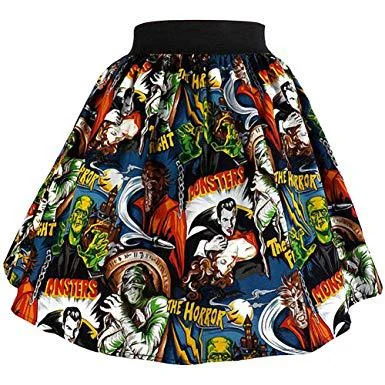 Elastic Skirt in Monster Mash Print by Hemet wool skirt warm