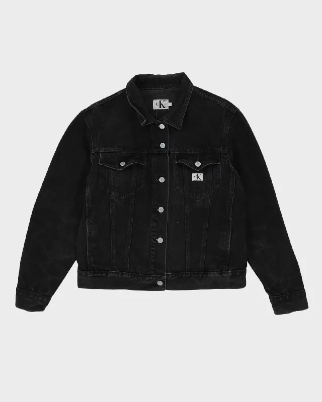 Vintage 90s Calvin Klein Black Denim Jacket - L Herringbone Jacket Houndstooth Jacket Plaid Jacket Vintage 90s Calvin Klein Black Denim Jacket - L Herringbone Jacket Houndstooth Jacket Plaid Jacket