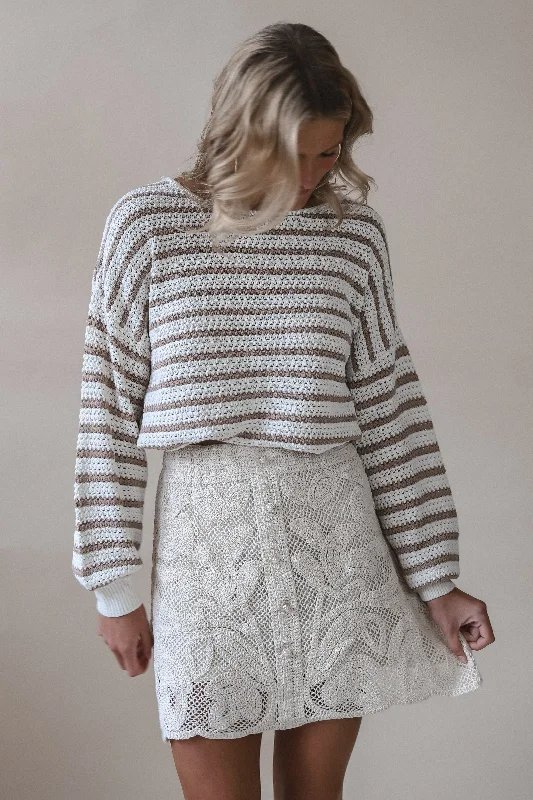 Pearl Front Lace Mini Skirt corduroy skirt durable