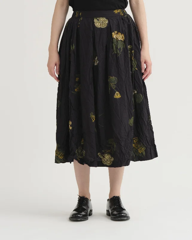 SUMMER BOTANICAL PRINT SKIRT / BLACK lace skirt feminine