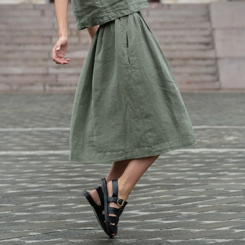 Midi Skirt Sophia Stone Green leather skirt bold