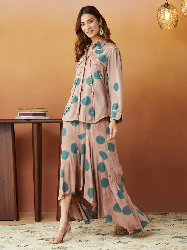 Clamp Dyed Top & Skirt - Chiku velvet skirt glossy