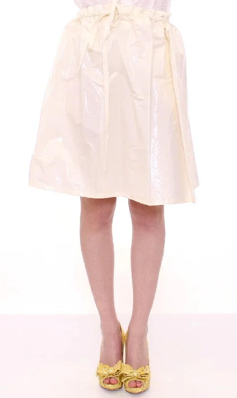Licia Florio Elegant White Tie-Waist Skirt lace skirt feminine