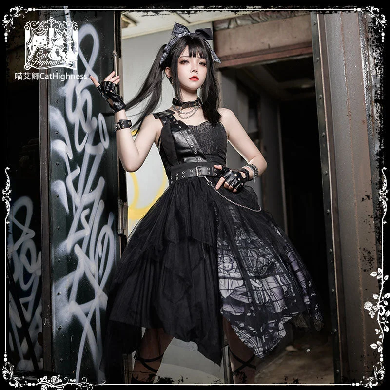Mutism Relief Irregular Half Skirt One Piece Gothic Lolita velvet skirt plush