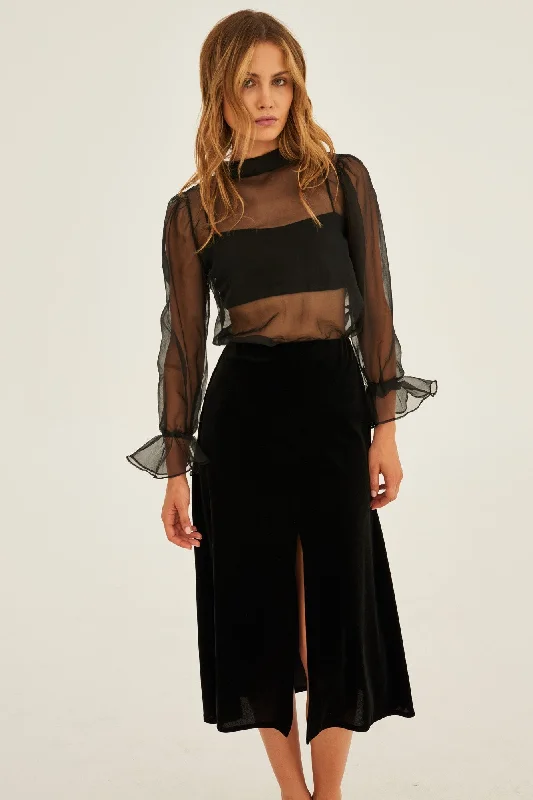 Natural Healing Skirt Black midi skirt versatile