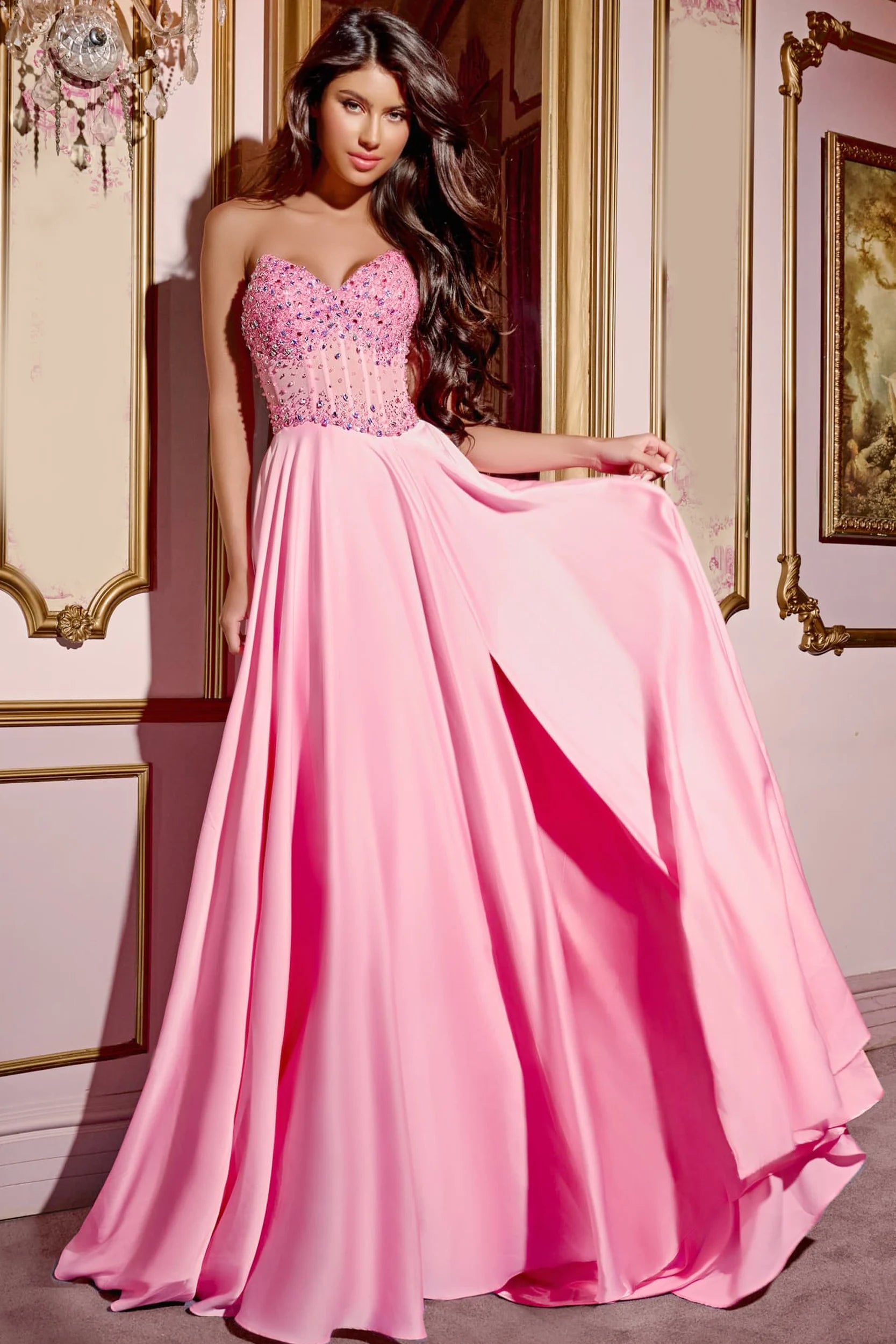 Sweetheart Embellished Bodice Gown with Flowing Skirt wool skirt sturdy