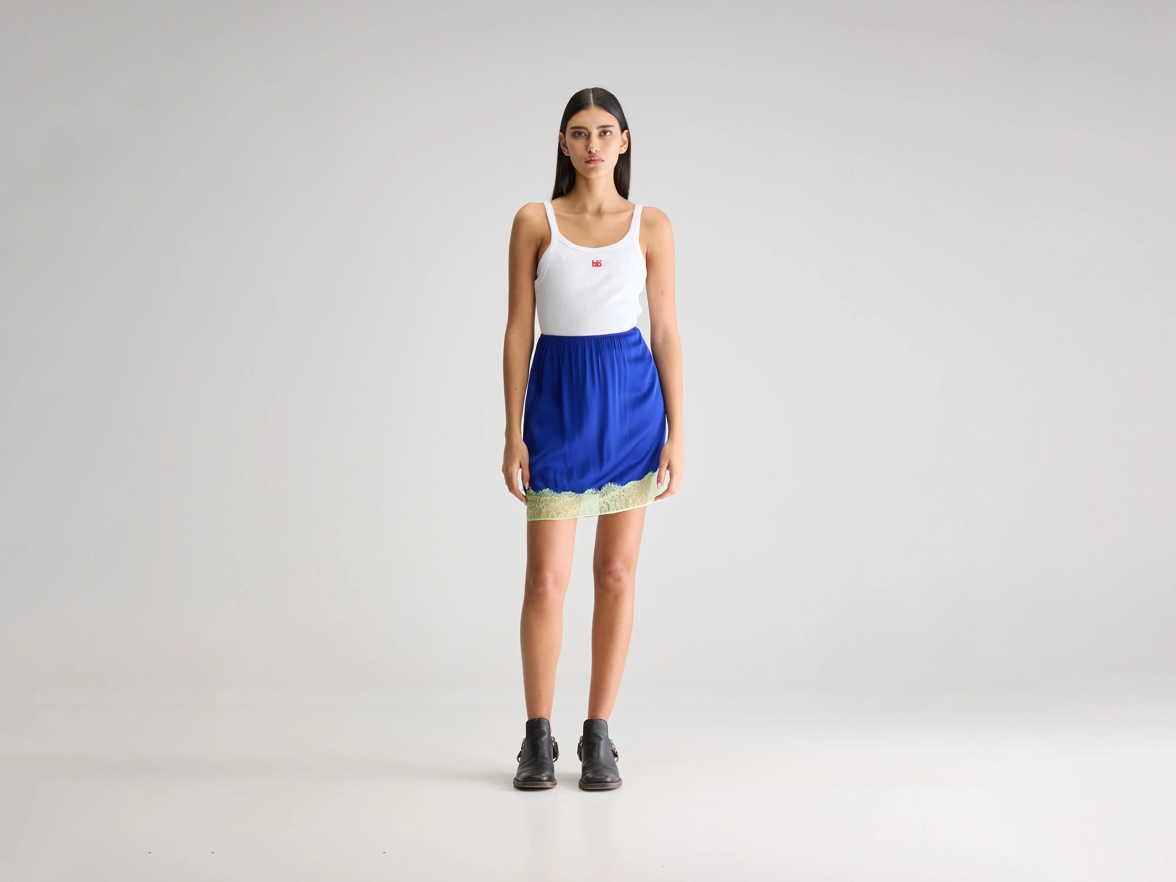 Haylin mini skirt (251 / W / BLUEWORKER) chiffon skirt delicate