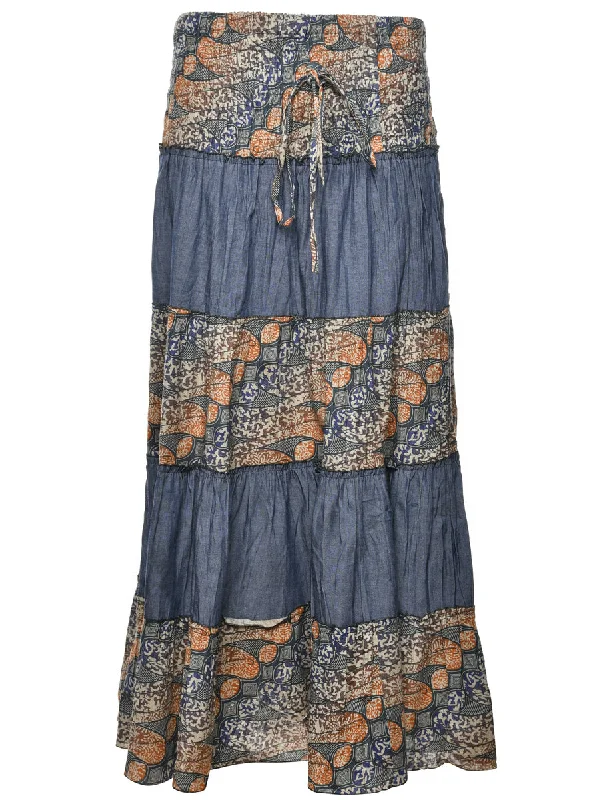 1990s Denim Tiered Skirt - XS leather skirt modern
